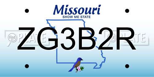 ZG3B2R Missouri License Plate