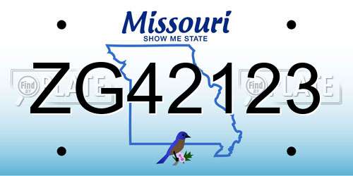 ZG42123 Missouri License Plate