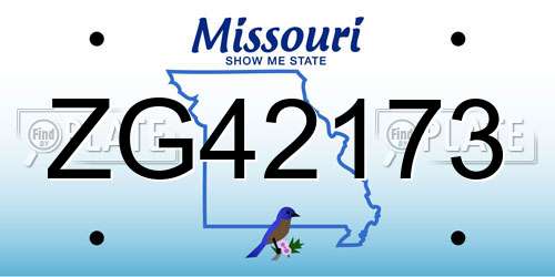 ZG42173 Missouri License Plate