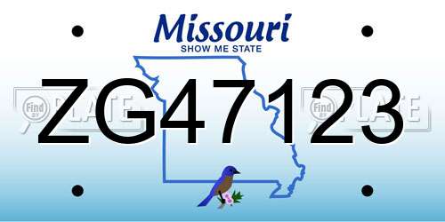ZG47123 Missouri License Plate