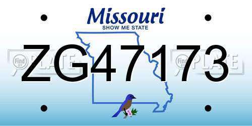 ZG47173 Missouri License Plate