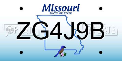 ZG4J9B Missouri License Plate