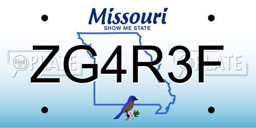 ZG4R3F Missouri License Plate
