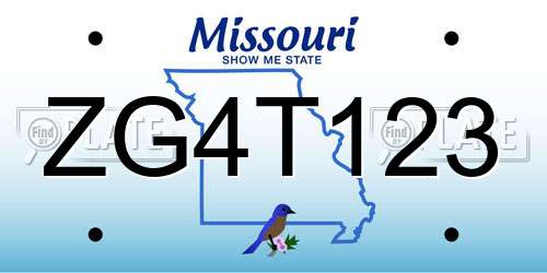 ZG4T123 Missouri License Plate