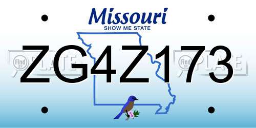 ZG4Z173 Missouri License Plate