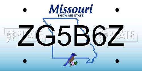 ZG5B6Z Missouri License Plate