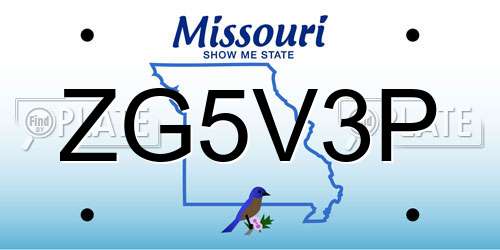 ZG5V3P Missouri License Plate