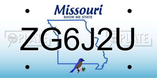 ZG6J2U Missouri License Plate