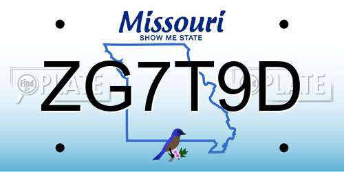 ZG7T9D Missouri License Plate