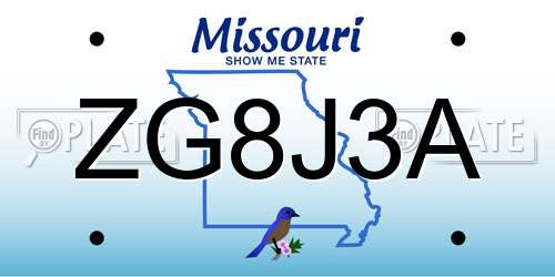 ZG8J3A Missouri License Plate