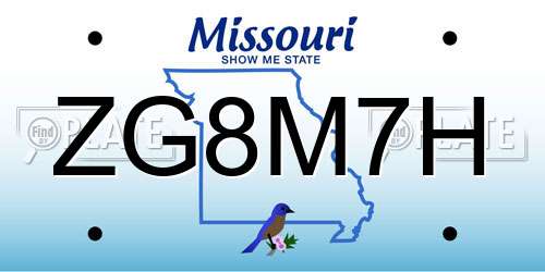 ZG8M7H Missouri License Plate
