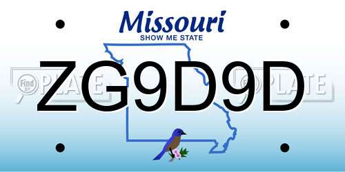 ZG9D9D Missouri License Plate