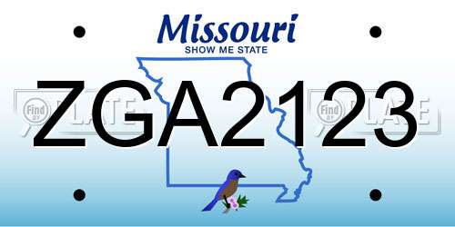 ZGA2123 Missouri License Plate