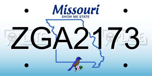 ZGA2173 Missouri License Plate