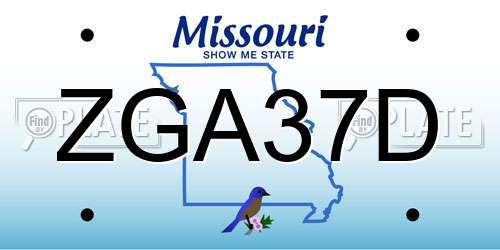 ZGA37D Missouri License Plate