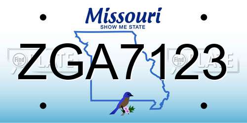 ZGA7123 Missouri License Plate