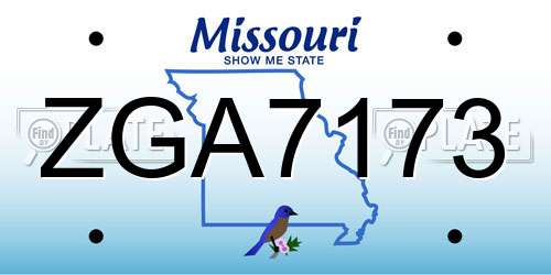 ZGA7173 Missouri License Plate