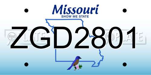 ZGD2801 Missouri License Plate