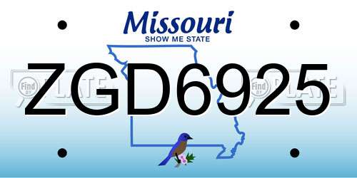 ZGD6925 Missouri License Plate