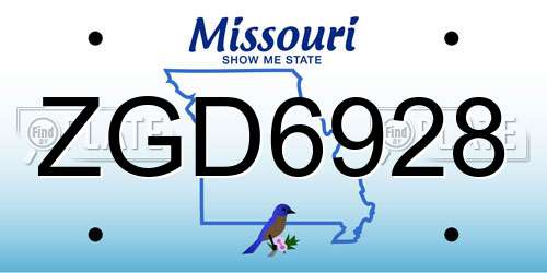 ZGD6928 Missouri License Plate