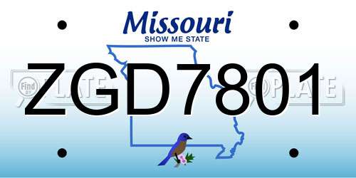 ZGD7801 Missouri License Plate