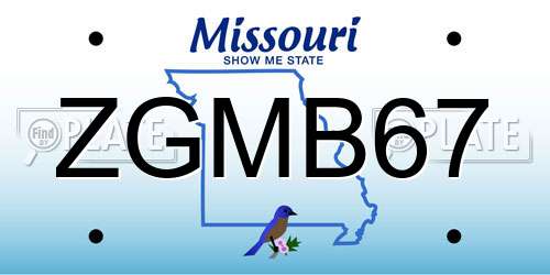ZGMB67 Missouri License Plate
