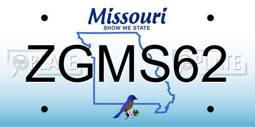 ZGMS62 Missouri License Plate