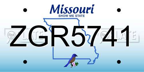 ZGR5741 Missouri License Plate