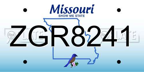 ZGR8241 Missouri License Plate