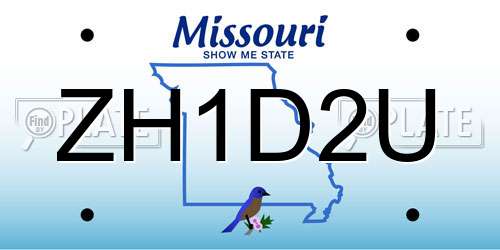 ZH1D2U Missouri License Plate