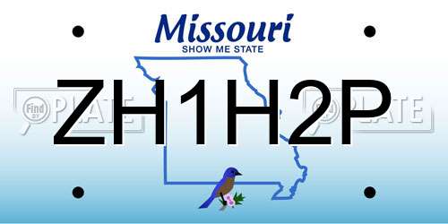ZH1H2P Missouri License Plate