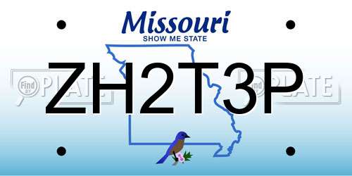 ZH2T3P Missouri License Plate