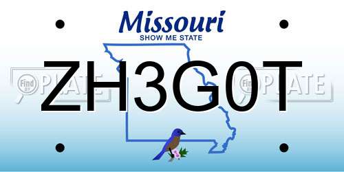 ZH3G0T Missouri License Plate