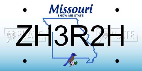 ZH3R2H Missouri License Plate