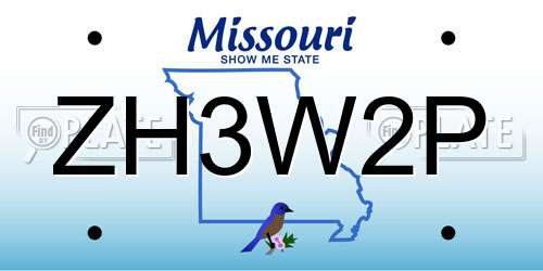 ZH3W2P Missouri License Plate