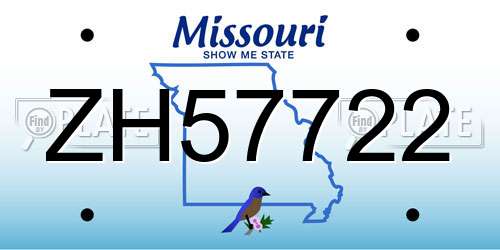 ZH57722 Missouri License Plate