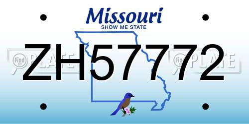 ZH57772 Missouri License Plate