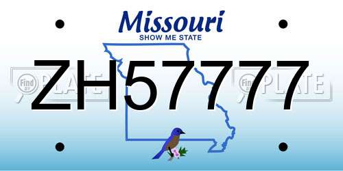ZH57777 Missouri License Plate