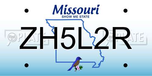 ZH5L2R Missouri License Plate