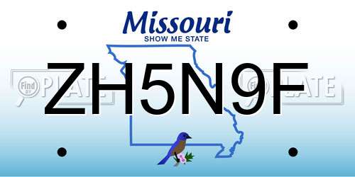 ZH5N9F Missouri License Plate