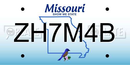 ZH7M4B Missouri License Plate