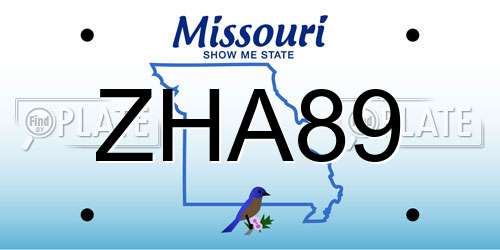 ZHA89 Missouri License Plate