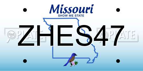 ZHES47 Missouri License Plate