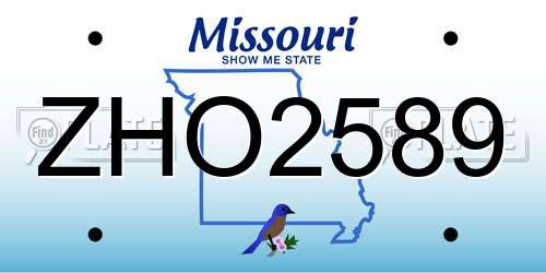 ZHO2589 Missouri License Plate