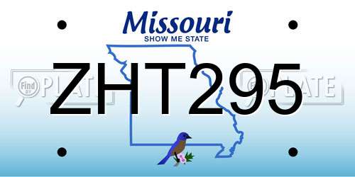 ZHT295 Missouri License Plate