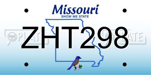 ZHT298 Missouri License Plate