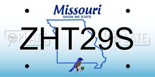 ZHT29S Missouri License Plate
