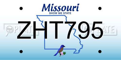 ZHT795 Missouri License Plate