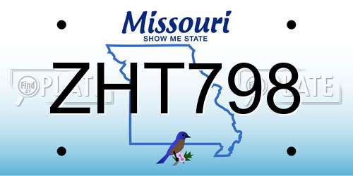 ZHT798 Missouri License Plate