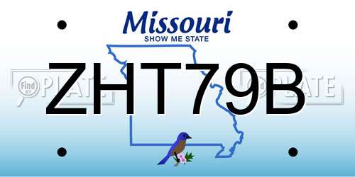 ZHT79B Missouri License Plate